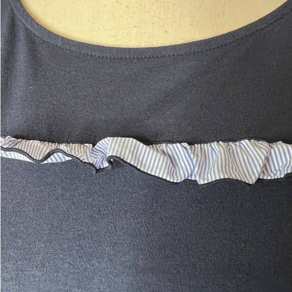 Talbots Blouse in Blue w/Blue and White Ruffles on Top and Cuffs Size XL Petite - Picture 2 of 5